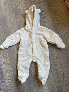 Magnetic Me Cream Fleece Pram One-Piece with Hood